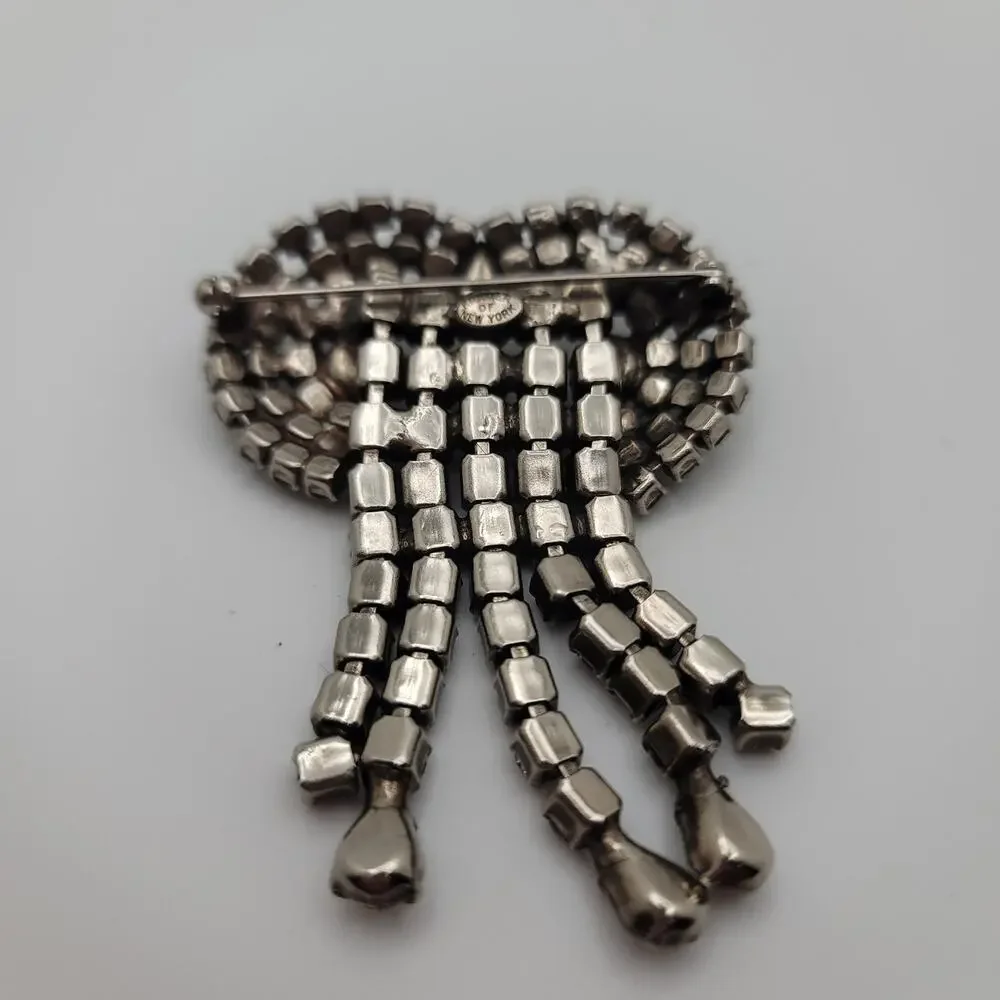 Vintage Kramer of New York Silver-tone Rhinestone Waterfall Brooch